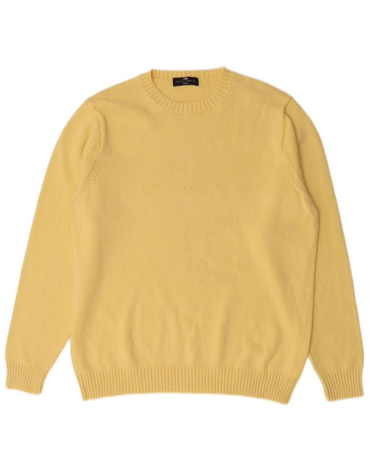 Suéter masculino Marks & Spencer Blue Harbor com gola redonda, amarelo médio