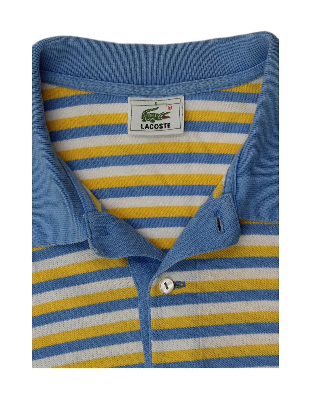 Camisa polo masculina Lacoste tamanho 6 XL algodão listrado multicolorido