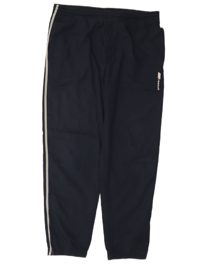 Calça de treino masculina Reebok pequena azul marinho poliéster