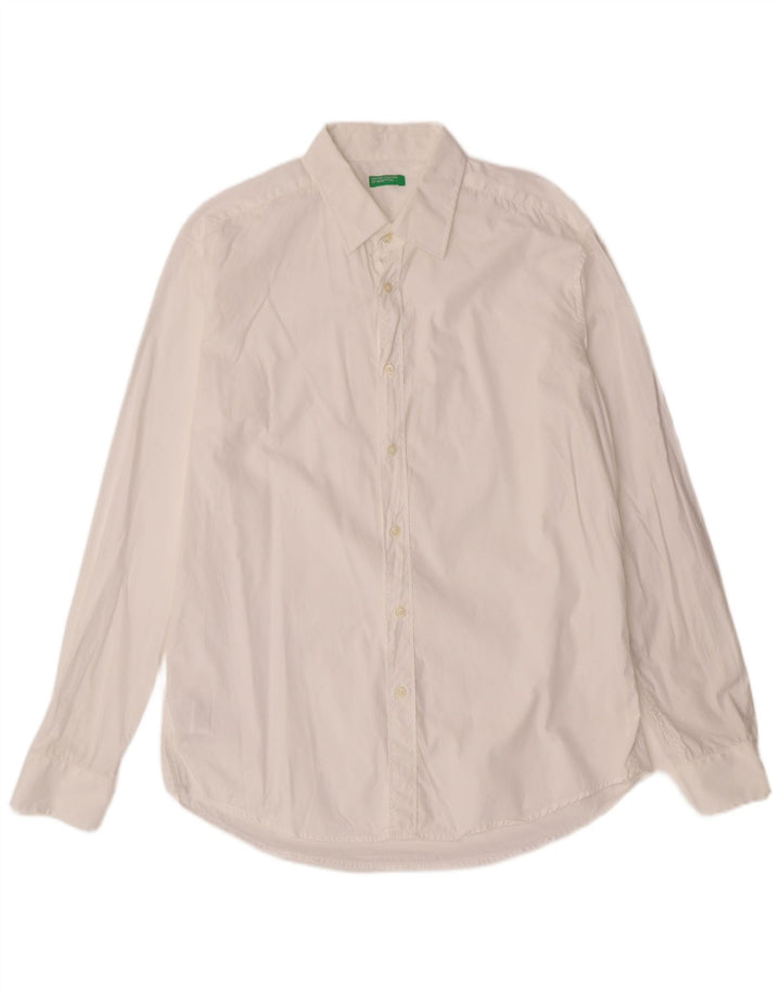 Camisa masculina BENETTON grande algodão branco