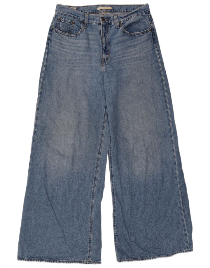 Jeans feminino de perna larga Levi's W28 L32 algodão azul