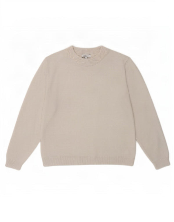 Suéter feminino Topshop com gola redonda Reino Unido 10 viscose branca pequena