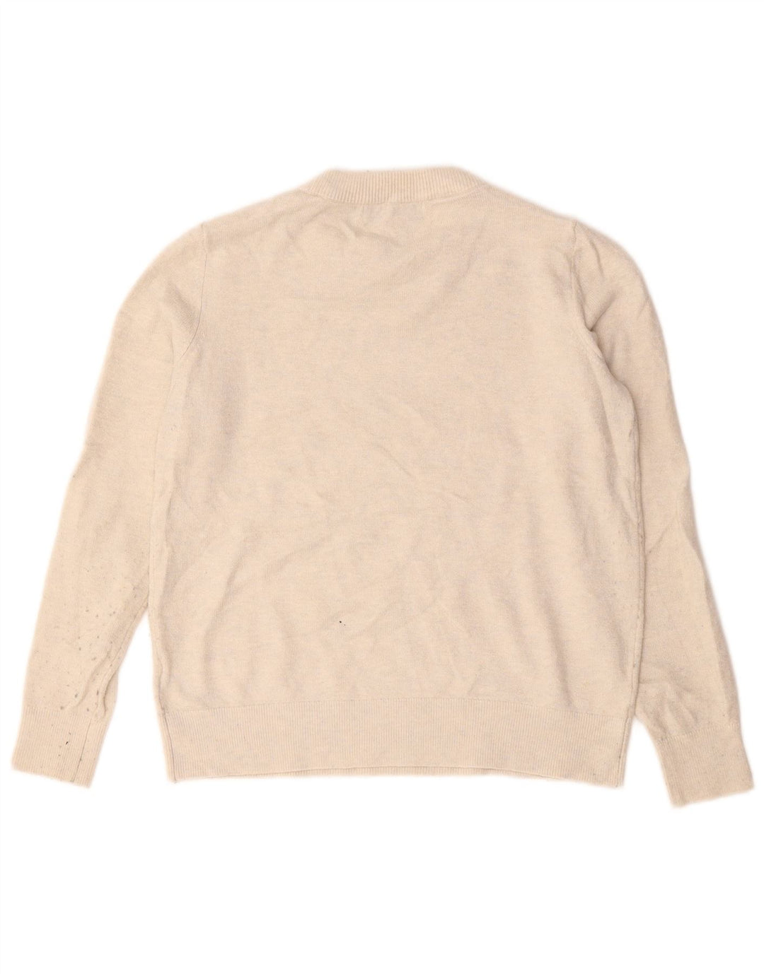 Suéter feminino Marks & Spencer com gola redonda, Reino Unido 10, pequeno, bege, poliéster