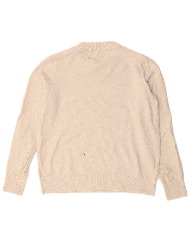 Suéter feminino Marks & Spencer com gola redonda, Reino Unido 10, pequeno, bege, poliéster