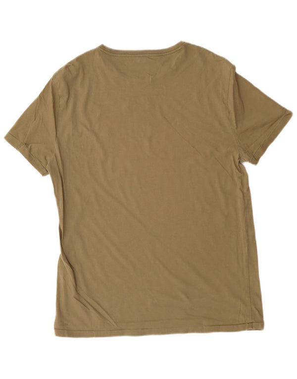 Polo Ralph Lauren Mens Camiseta Slim Fit Personalizada Top Grande Algodão Cáqui