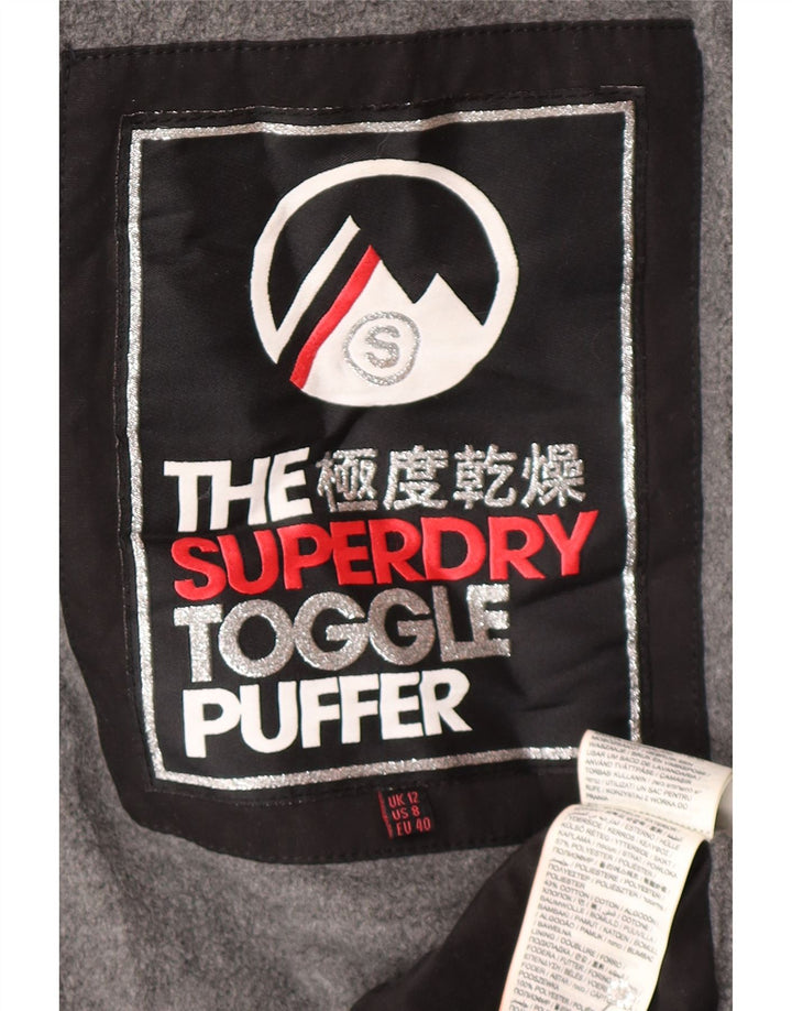 Jaqueta Duffle com capuz acolchoada feminina Superdry UK 12 poliéster preto médio
