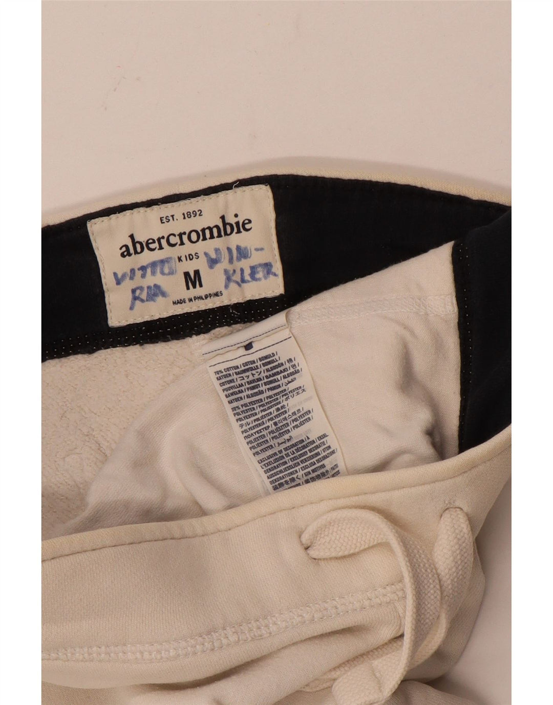 Calça de treino para meninos Abercrombie & Fitch 13-14 anos médio branco