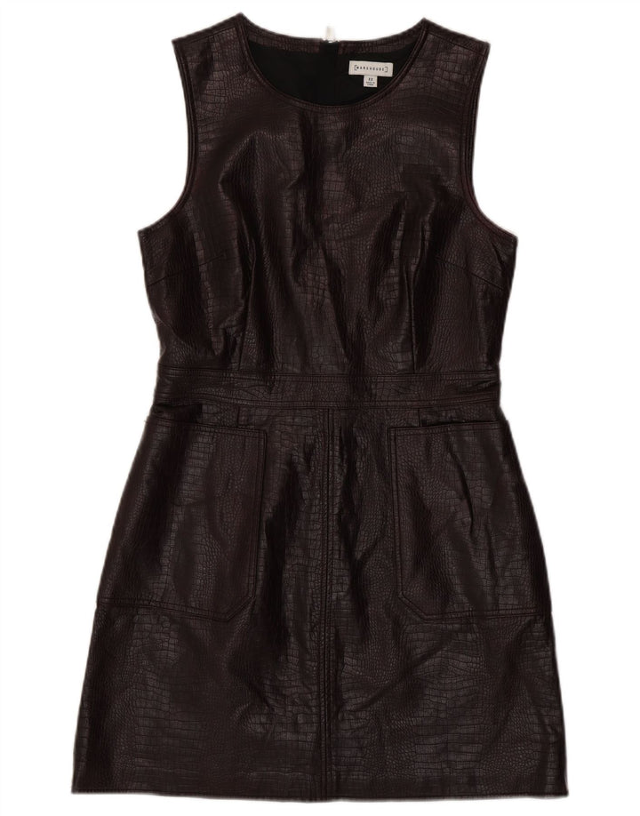 WAREHOUSE Vestido feminino sem mangas com bainha UK 12 marrom médio com estampa animal