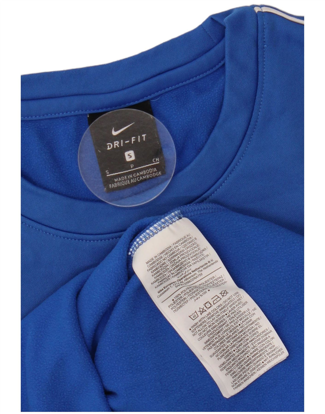 NIKE Masculino Dri Fit Top Manga Longa Pequeno Azul Poliéster