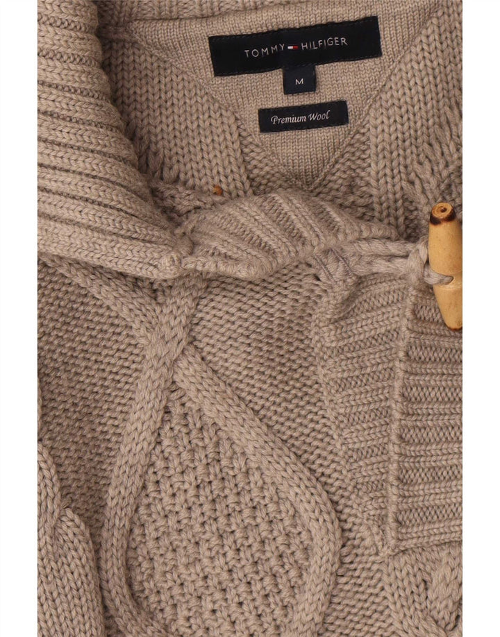 Suéter masculino Tommy Hilfiger com gola polo e lã cinza médio