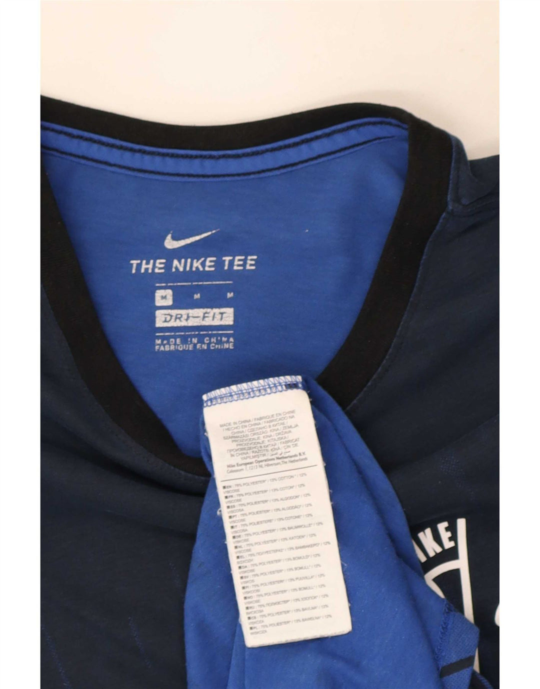 Camiseta masculina Nike Dri Fit Top médio azul colorblock poliéster