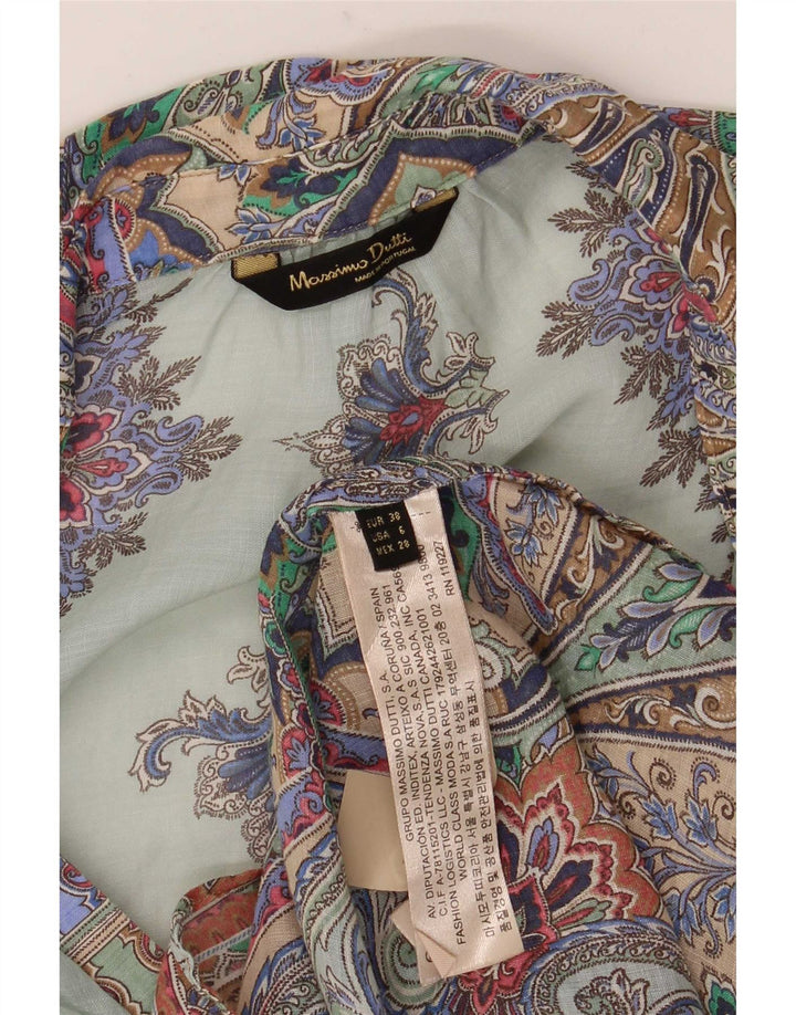 Blusa feminina de manga comprida Massimo Dutti EU 38 médio turquesa paisley