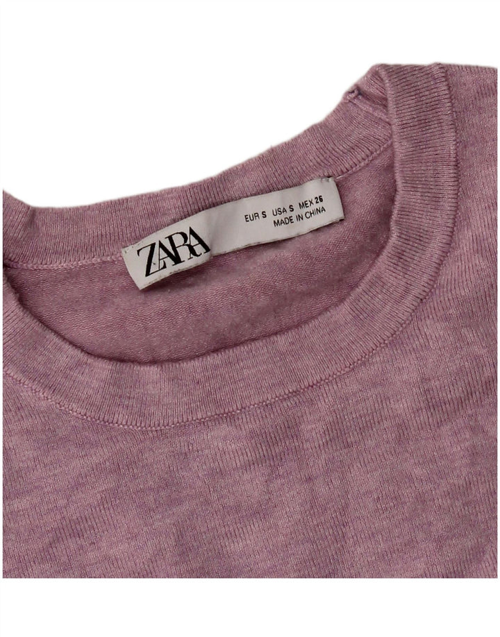 Suéter feminino Zara com gola redonda, Reino Unido 8 pequeno rosa