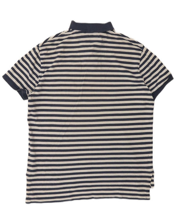 Camisa Polo Ralph Lauren Masculina Custom Fit Grande Algodão Listrado Azul Marinho
