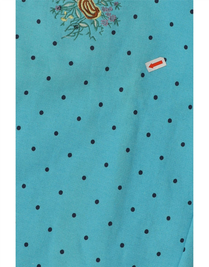 DOUGLAS Womens Polo Neck Jumper Sweater UK 18 XL Blue Polka Dot Cotton Vintage Douglas and Second-Hand Douglas from Messina Hembry 