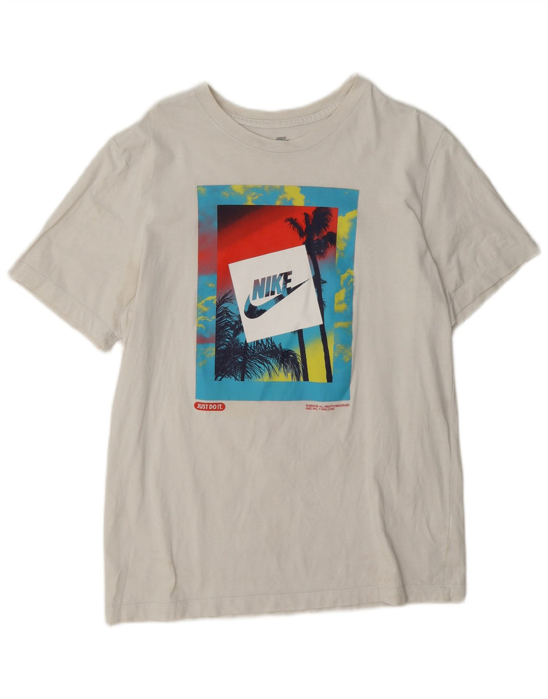 Camiseta Nike masculina gráfica Top médio algodão branco