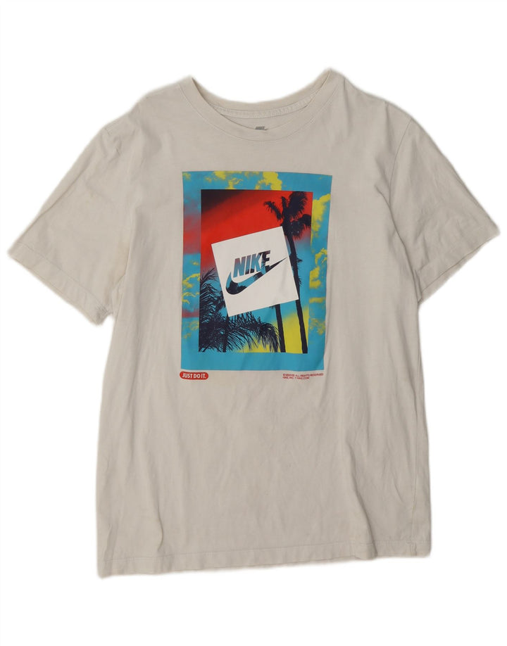 Camiseta Nike masculina gráfica Top médio algodão branco