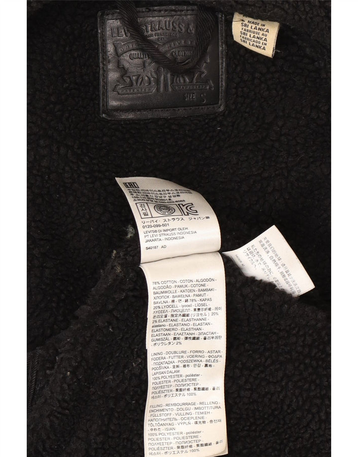 Jaqueta jeans feminina Levi's Sherpa Reino Unido 10 pequeno algodão preto