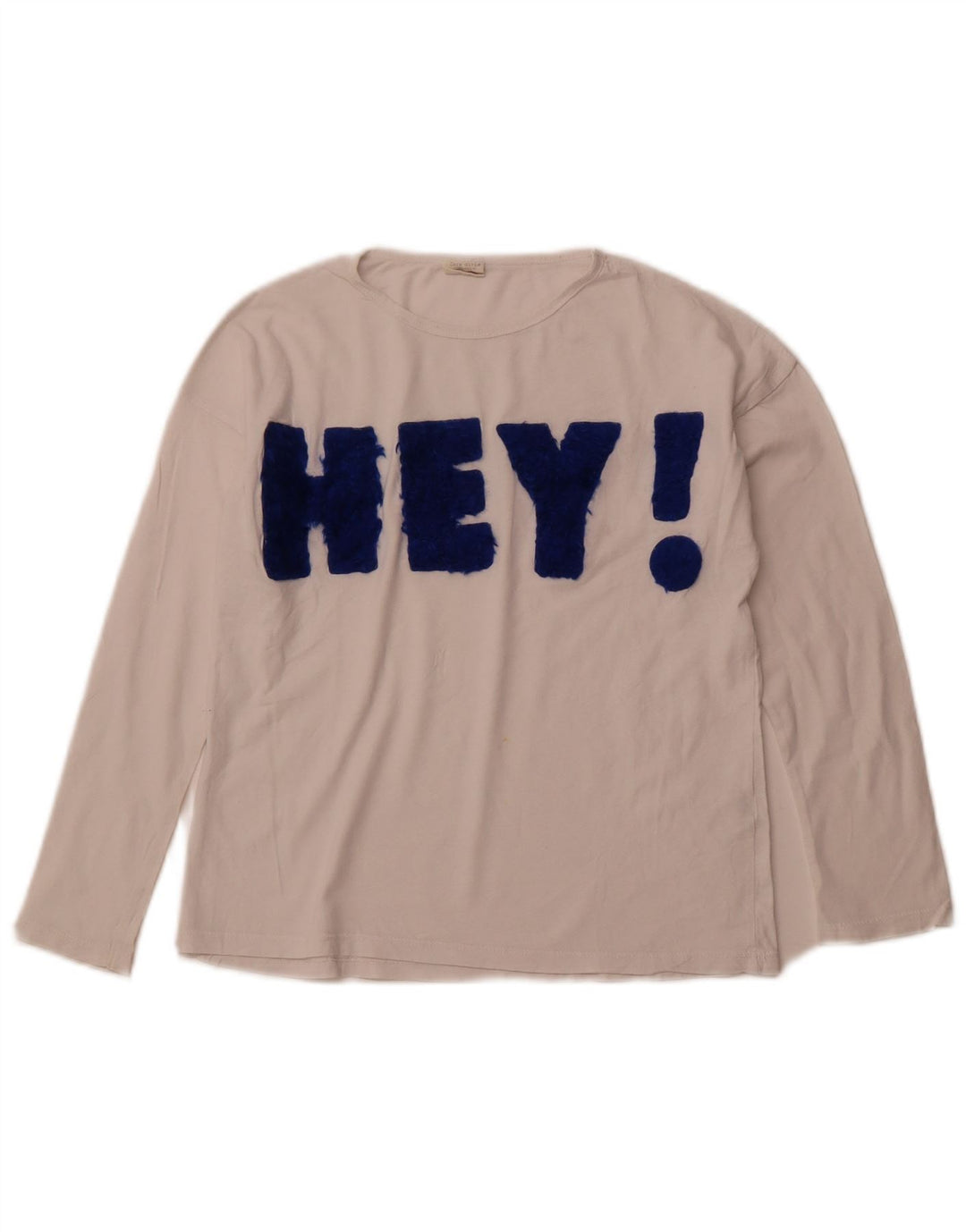 ZARA Girls Graphic Top manga comprida 9-10 anos algodão branco