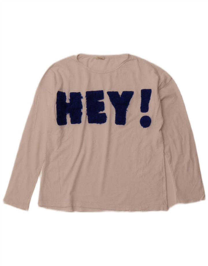 ZARA Girls Graphic Top manga comprida 9-10 anos algodão branco