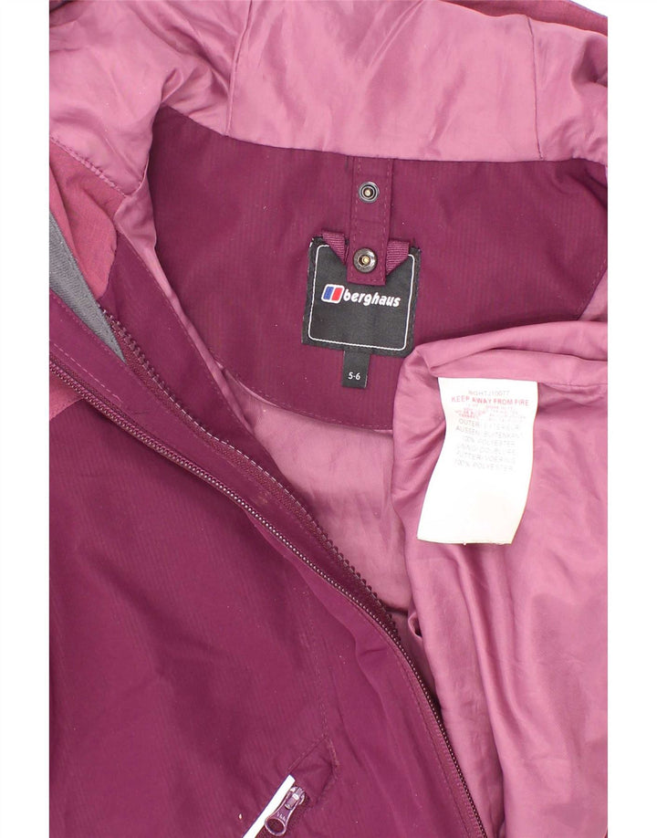 Jaqueta de chuva com capuz para meninas Berghaus 5-6 anos poliéster colorblock marrom