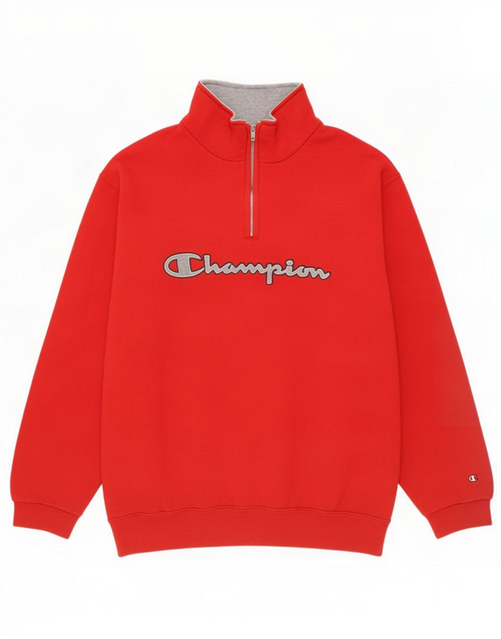 Champion moletom masculino oversized gráfico com zíper e gola média vermelho