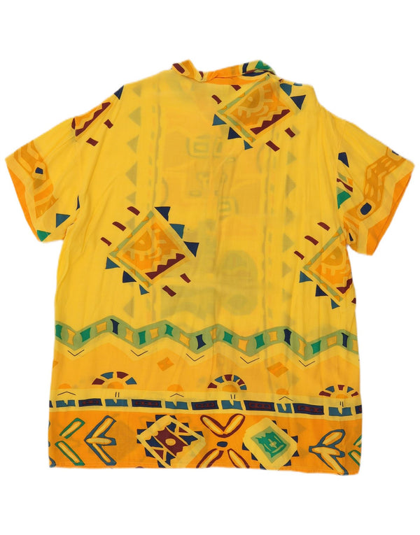 Blusa feminina vintage de praia IT 46 grande geométrica amarela