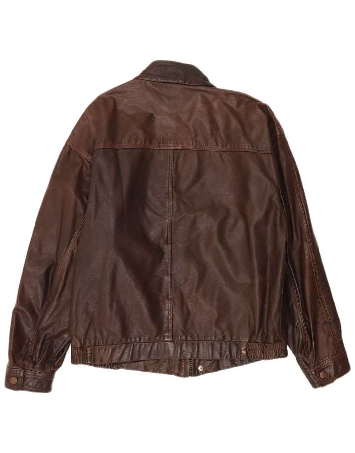 Jaqueta de couro masculina vintage UK 36 pequena marrom