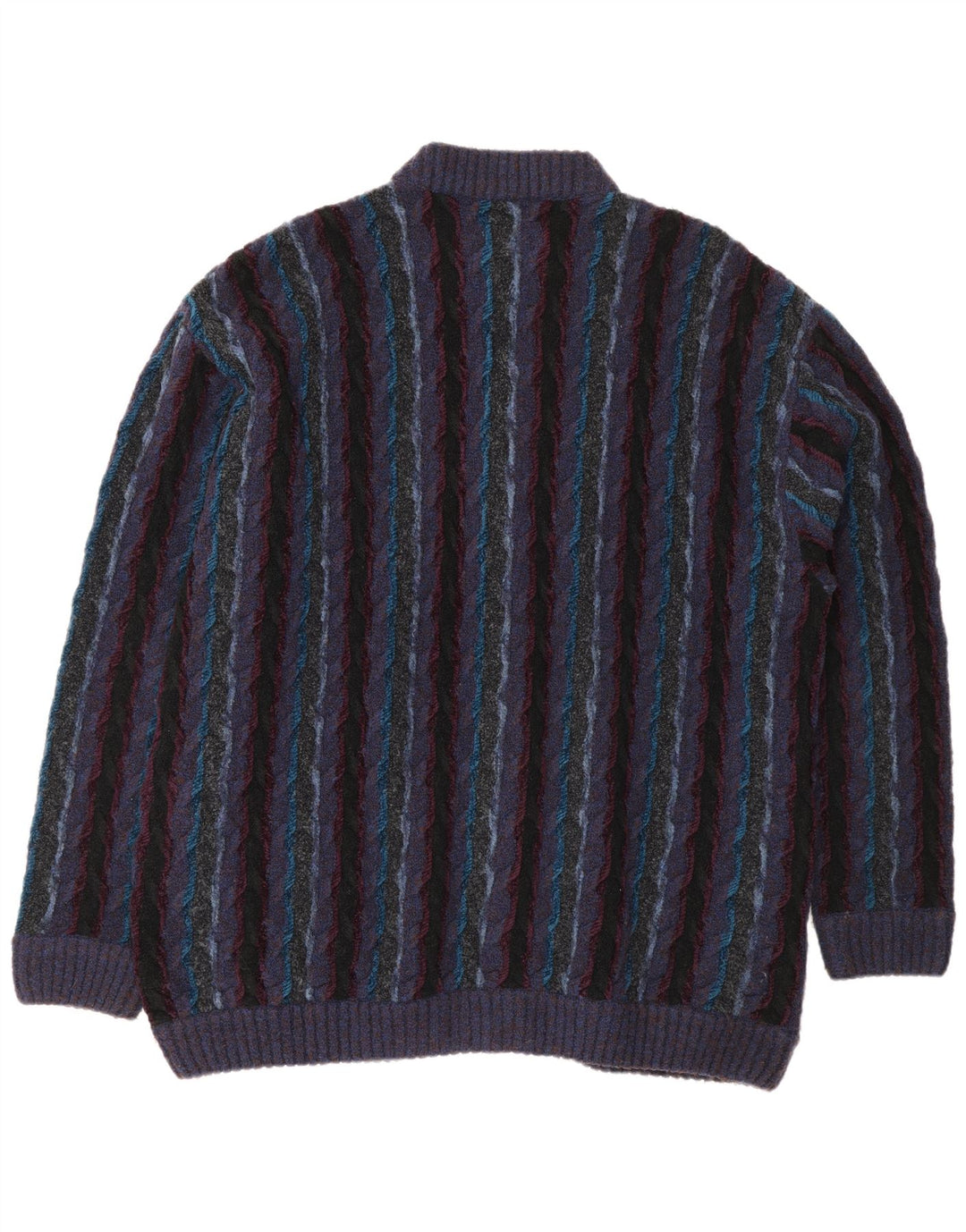 Suéter cardigã masculino Fiume Regular Fit XL de lã listrada roxa