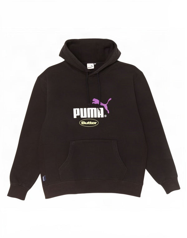 Suéter com capuz gráfico masculino Puma grande algodão preto