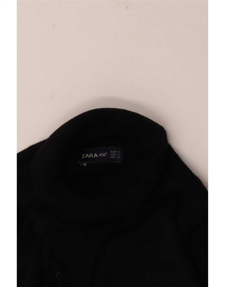 Zara Suéter feminino com gola redonda e gola redonda Reino Unido 14 médio preto