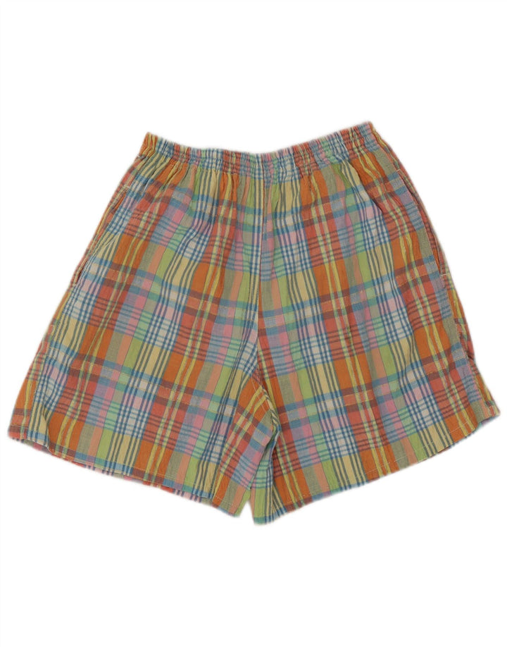 Shorts feminino de cintura alta Benetton W28 xadrez médio multicolorido
