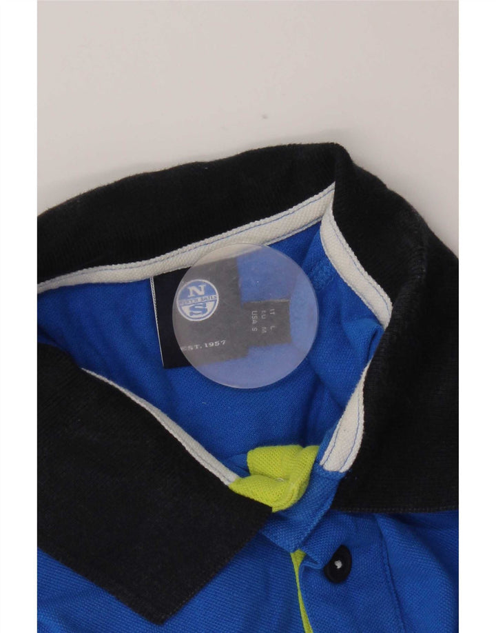 Camisa polo masculina North Sails pequena azul colorblock