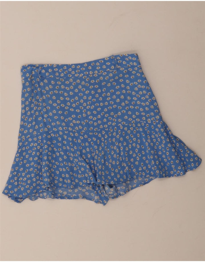 Zara Mini saia feminina média W28 azul floral viscose