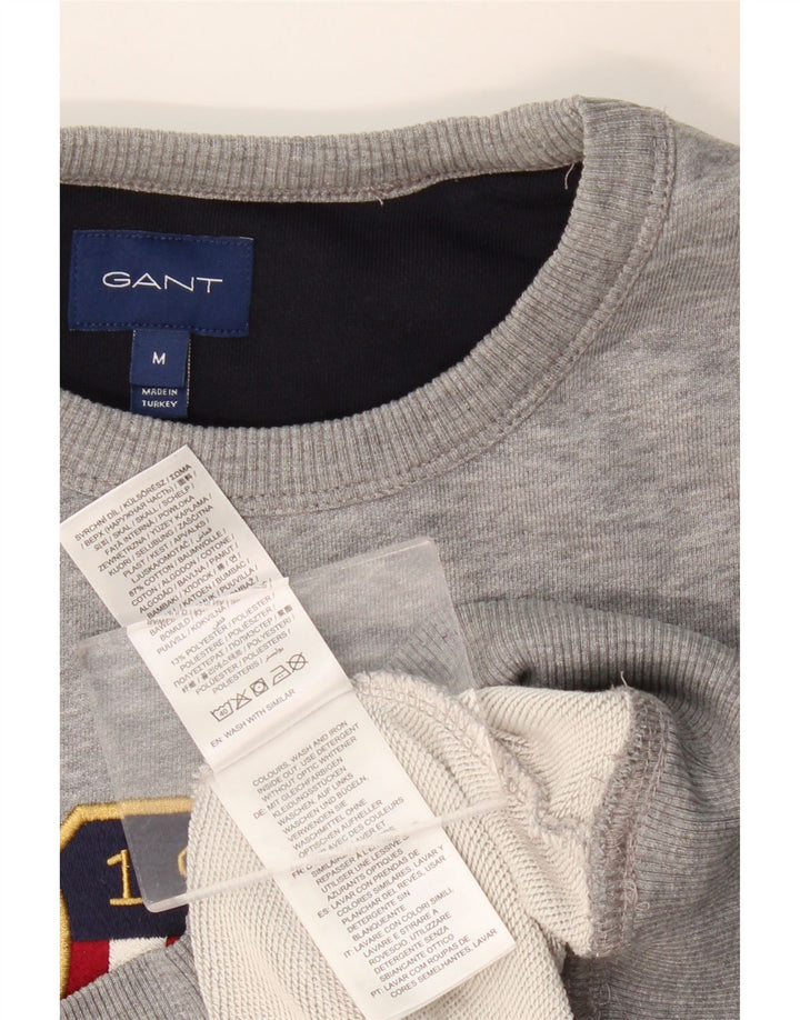 Suéter gráfico masculino Gant de algodão cinza médio