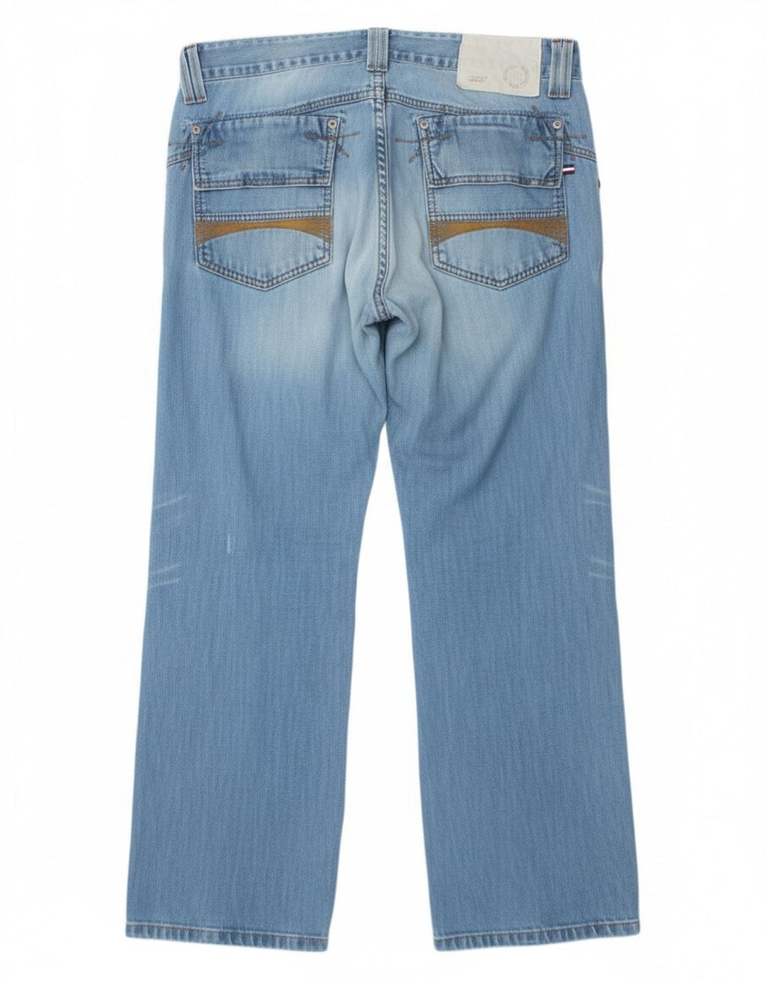 Jeans retos femininos Tommy Hilfiger desgastados W32 L30 algodão azul