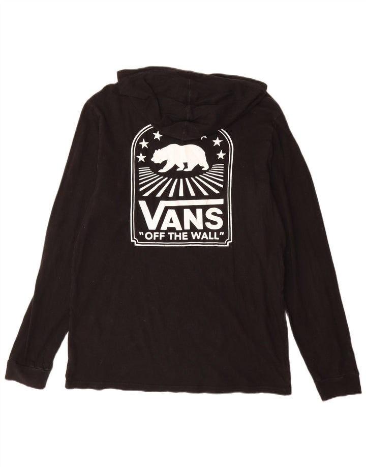 VANS Mens Hooded Graphic Top Long Sleeve Medium Black Cotton