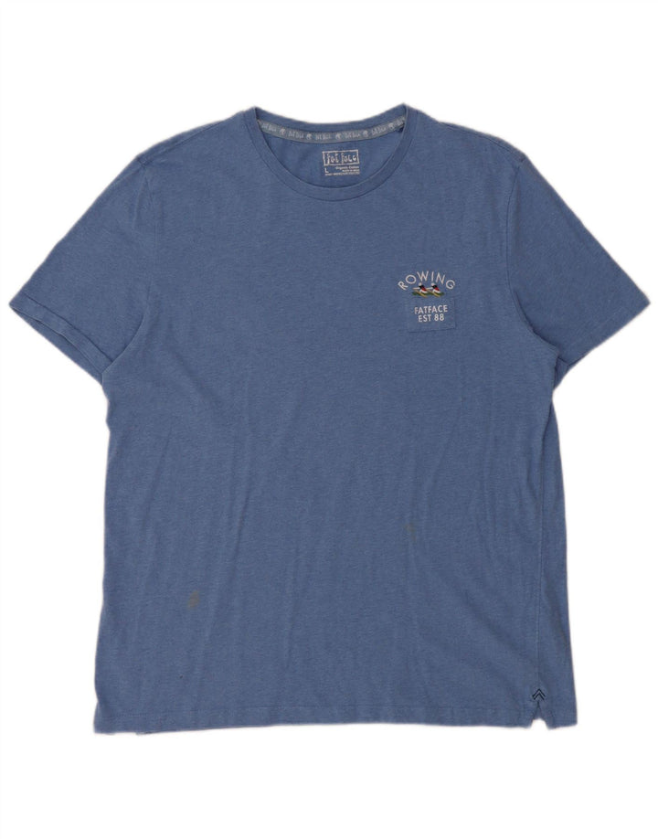 Camiseta gráfica masculina Fat Face Top grande algodão azul