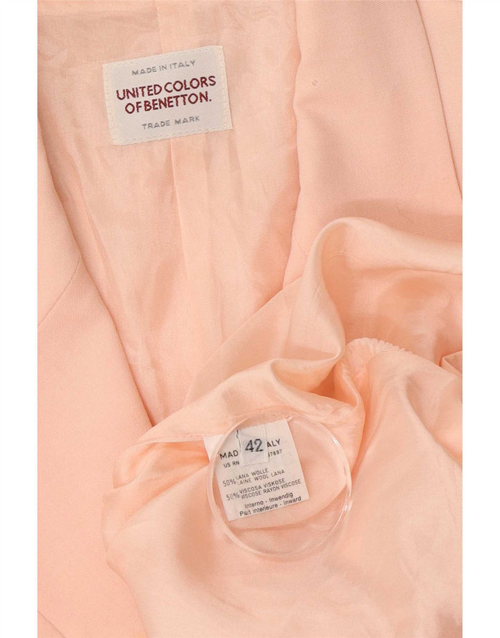 Jaqueta blazer feminina de 3 botões Benetton IT 42 lã rosa médio