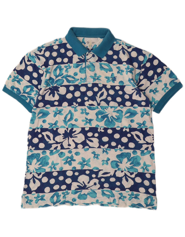 Camisa polo masculina VINTAGE 2XL algodão floral azul