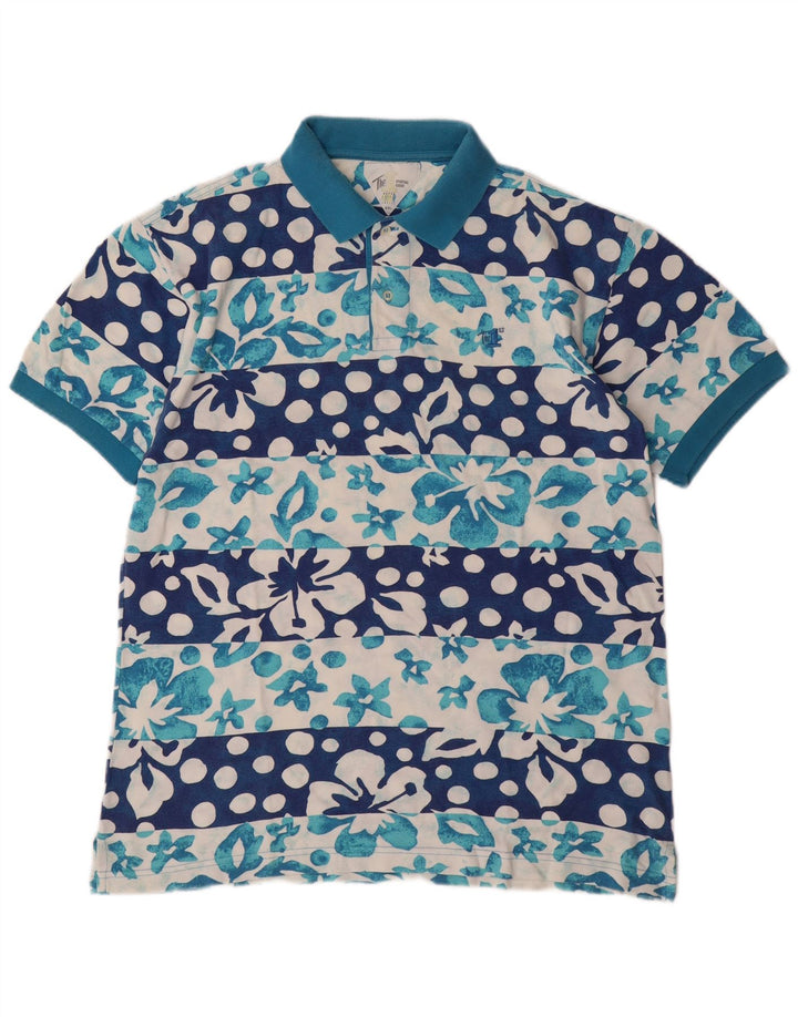Camisa polo masculina VINTAGE 2XL algodão floral azul