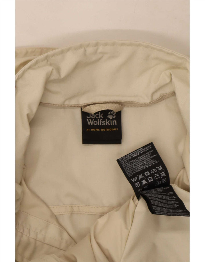 Jaqueta de chuva feminina com capuz Jack Wolfskin UK 6 XS poliéster branco