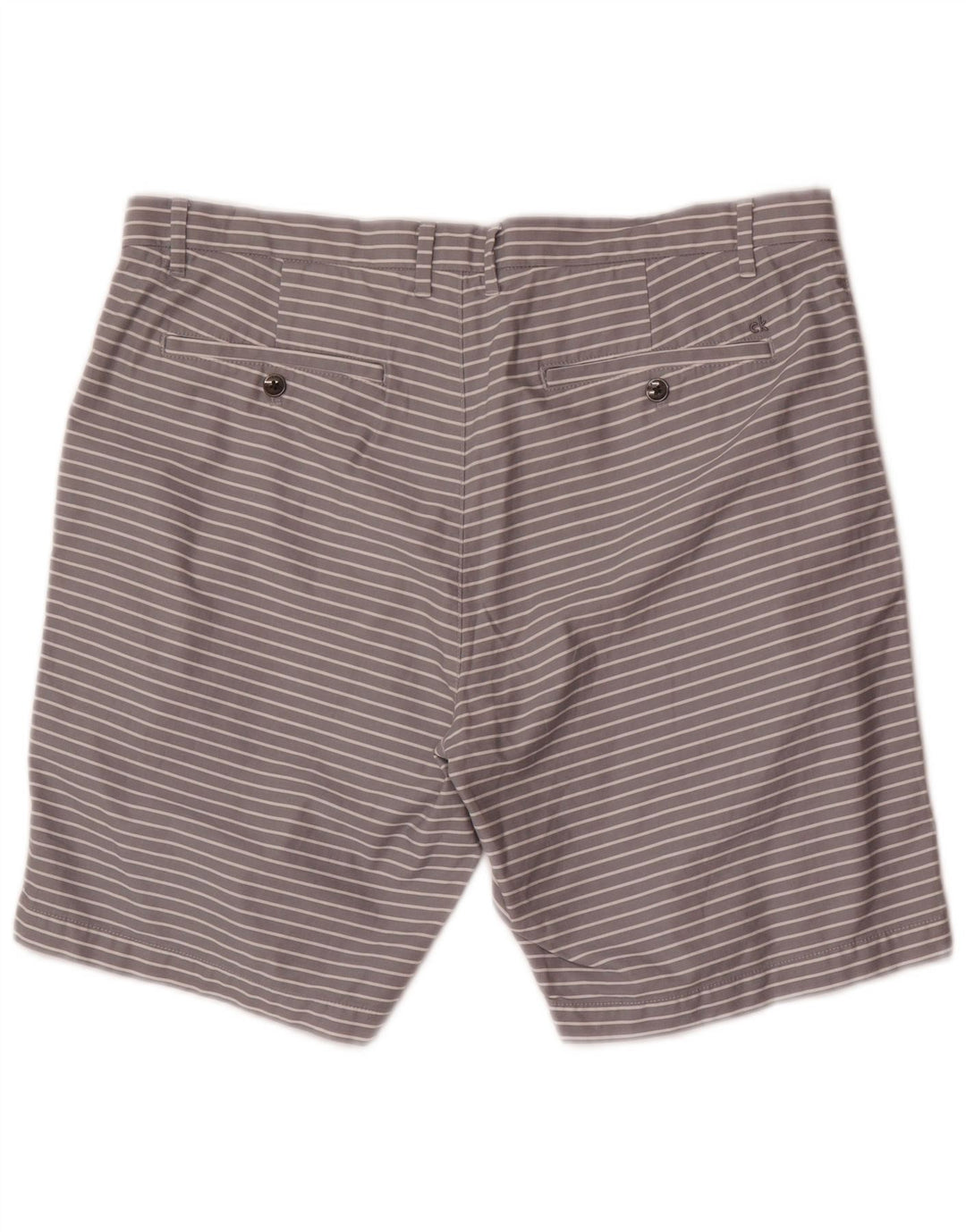 Calvin Klein Mens Chino Shorts W36 Grande Algodão Listrado Cinza