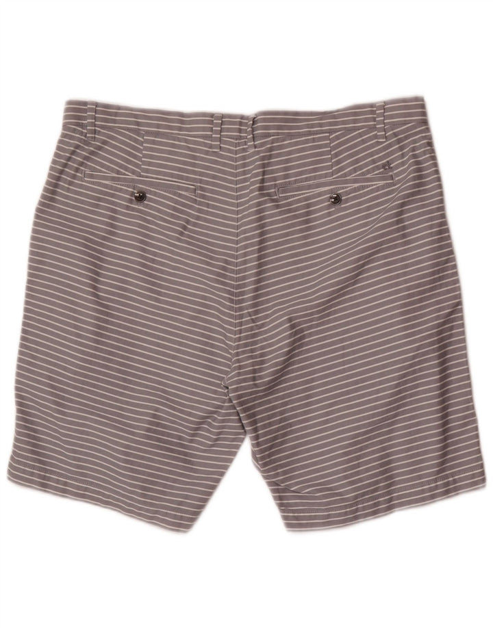 Calvin Klein Mens Chino Shorts W36 Grande Algodão Listrado Cinza