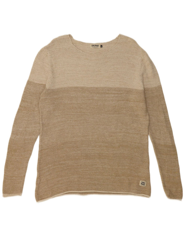 Suéter masculino Jack & Jones com gola canoa 2XL algodão colorblock bege