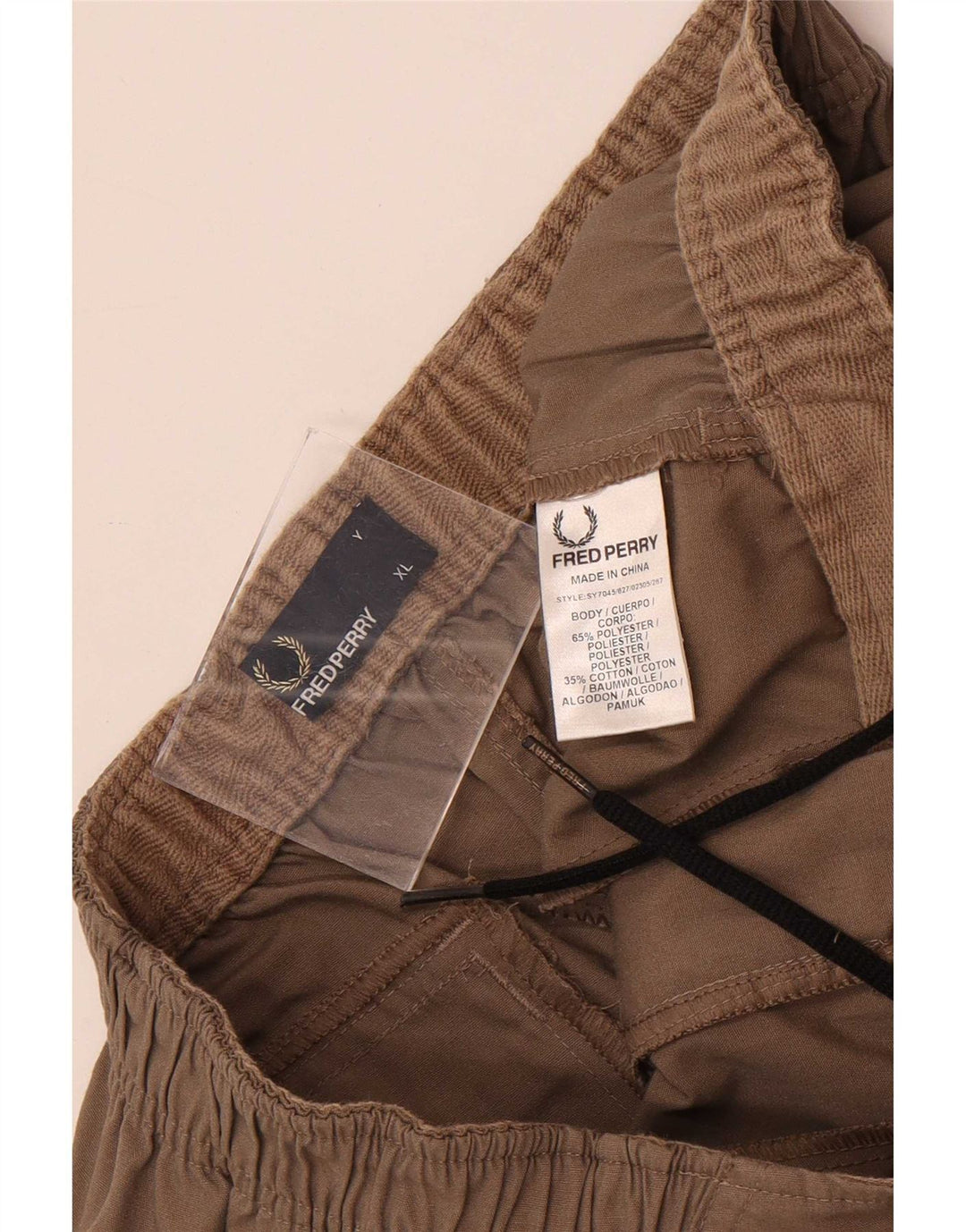 Fred Perry Meninos Cargo Shorts 15-16 Anos XL W30 Poliéster Marrom