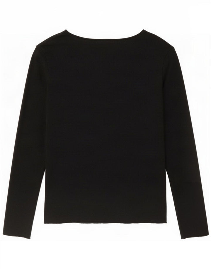 Zara Top feminino manga comprida Reino Unido 10 pequeno preto