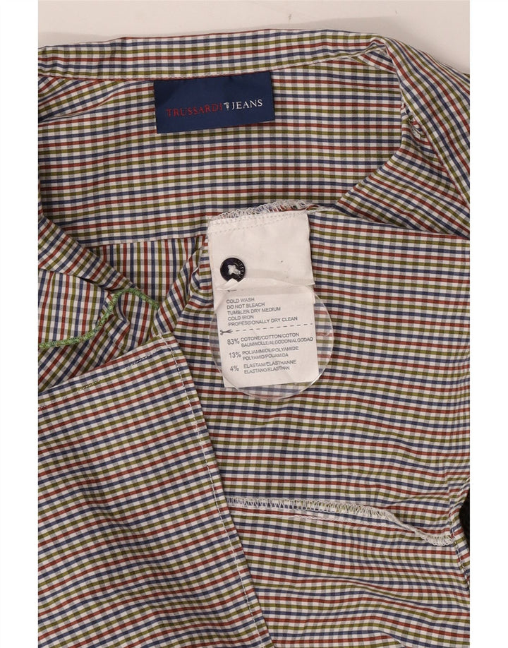 Blusa feminina Trussardi Jeans com babados na frente Reino Unido 6 XS multicolorido