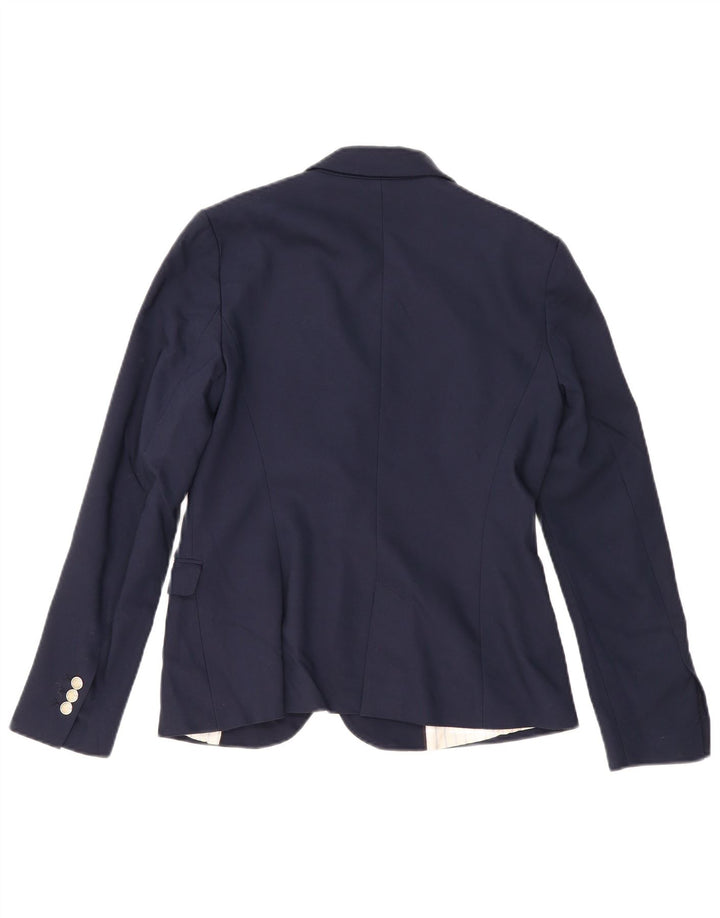 Jaqueta blazer feminina Zara com 1 botão Reino Unido 12 poliéster azul marinho médio