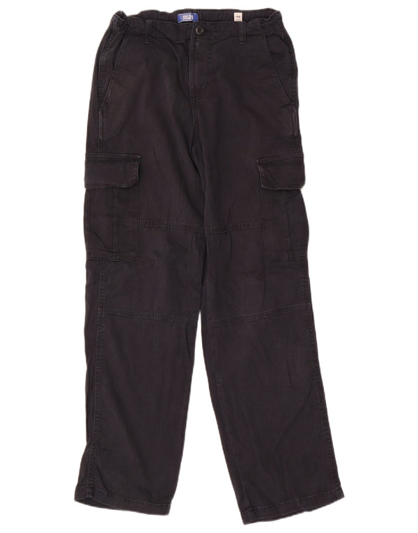 Calças cargo retas para meninos Jack & Jones 12-13 anos W26 L28 algodão preto